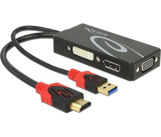 DELOCK Adapter HDMI male > DVI / VGA / Displayport female 4K black