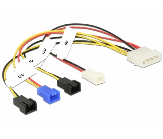 DELOCK Tápkábel Molex 4Pin -> 4x 2Pin Lüfter St/St 0.20m