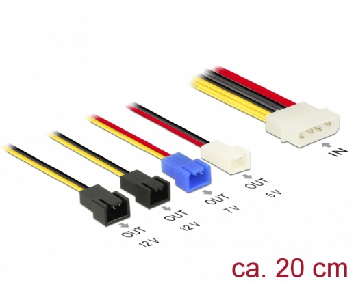 DELOCK Tápkábel Molex 4Pin -> 4x 2Pin Lüfter St/St 0.20m