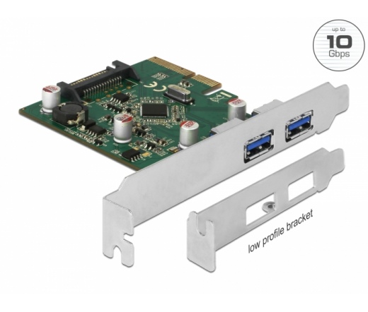 Delock PCI Express x4 kártya - 2 x külső USB 3.1 Gen 2 A-típusú hüvely