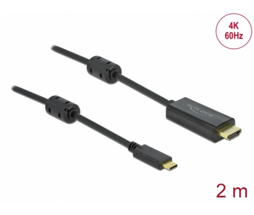 Delock Aktív USB Type-C - HDMI kábel (DP Alt Mode) 4K 60 Hz 2 méter hosszú