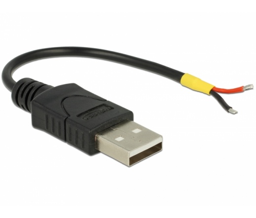 Delock USB 2.0 Type-A male > 2 x open wires power 10 cm Raspberry Pi cable Black