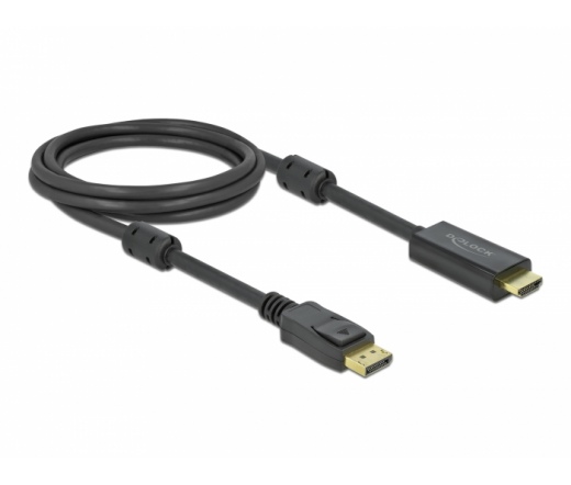 Delock Active DisplayPort 1.2 - HDMI 2.0 M/M video kábel 2m fekete (3840x2160@60Hz)