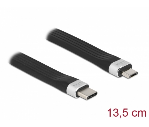 DELOCK USB 2.0 Type-C / micro-B FPC PD 3A lapos kábel 13,5cm