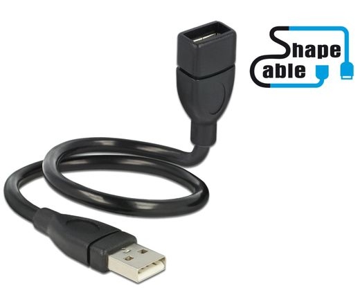 DELOCK Cable USB 2.0 A male > A female ShapeCable 0,35 m (83498)