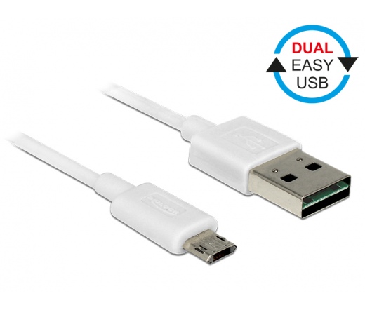 Delock Cable EASY-USB 2.0 Type-A male > EASY-USB 2.0 Type Micro-B male white 0.5 m