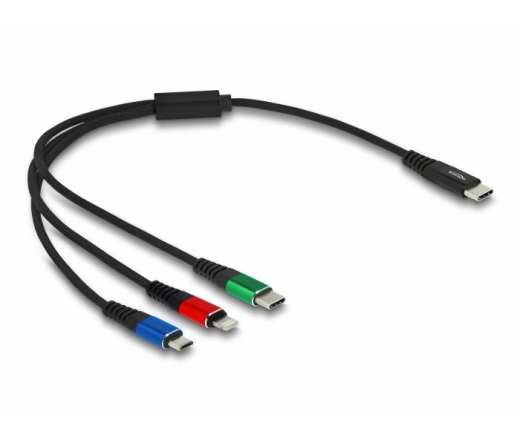 DELOCK 3in1 töltőkábel USB Type-C > Lightning / MicroUSB / USB Type-C 30cm