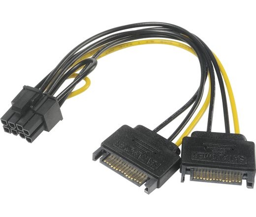 AKASA 2xSATA - 6+2pin PCIe adapter 15cm