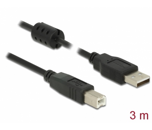 KAB Delock 84898 USB 2.0 A dugó > USB 2.0 B dugó fekete - 3 m