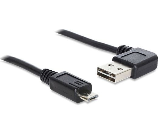 DELOCK Cable EASY-USB 2.0-A ívelt, bal apa > USB 2.0 Micro-B 0,5m