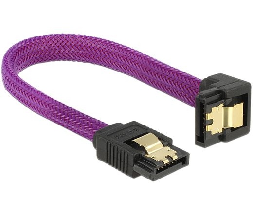 DELOCK SATA cable down/straight metal purple Premium 10cm (83693)