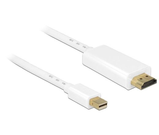 DELOCK miniDisplayport 1.2 dugó - High Speed HDMI A dugó 4K - Fehér - 2m (83707)