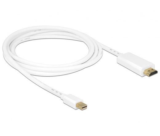 DELOCK miniDisplayport 1.2 dugó - High Speed HDMI A dugó 4K - Fehér - 2m (83707)