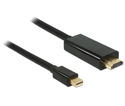 DELOCK miniDisplayport 1.2 dugó - High Speed HDMI A dugó 4K - Fekete - 1m (83698)