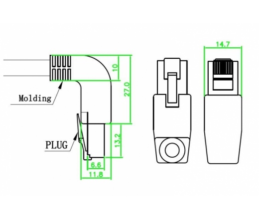 DELOCK RJ45 Cat.6A SSTP angled / straight 1.0 m (83645)