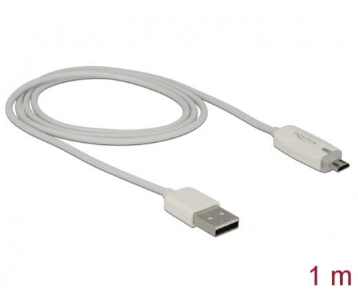 DELOCK USB 2.0-A male > Micro USB-B male with LED indication white (83604)