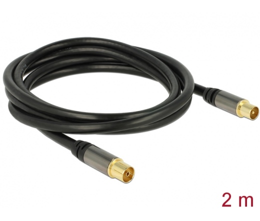 DELOCK Antenna Cable IEC Plug > IEC Jack RG-6/U 2 m black