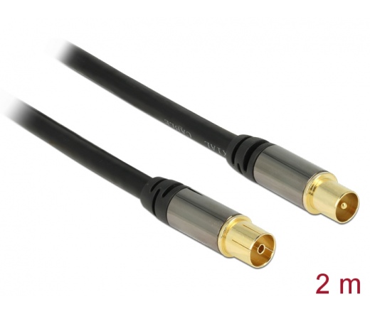 DELOCK Antenna Cable IEC Plug > IEC Jack RG-6/U 2 m black