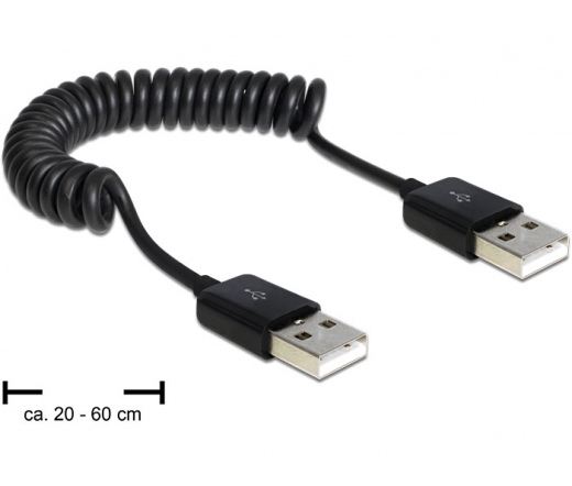 DELOCK Cable USB 2.0-A male / male coiled cable (83239)