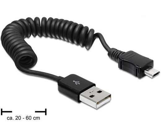 DELOCK Cable USB 2.0-A male / USB micro-B male coiled (83162)