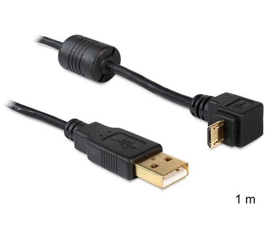 DELOCK Cable USB-A male > USB micro-B male angled 90° up / down 1m