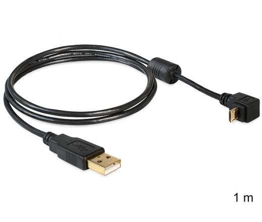 DELOCK Cable USB-A male > USB micro-B male angled 90° up / down 1m