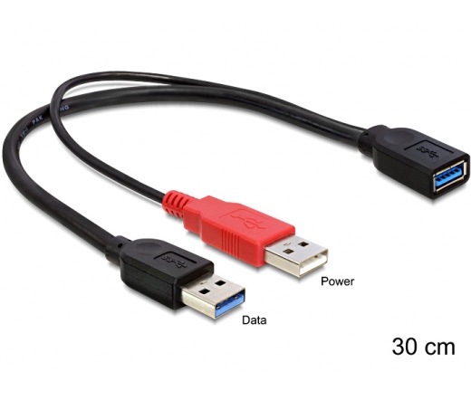 DELOCK Cable USB 3.0-A female > USB 3.0-A male + USB 2.0-A male (83176)