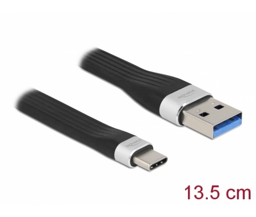 DELOCK USB 3.2 Gen 1 Type-A / Type-C FPC PD 3A lapos kábel 13,5cm