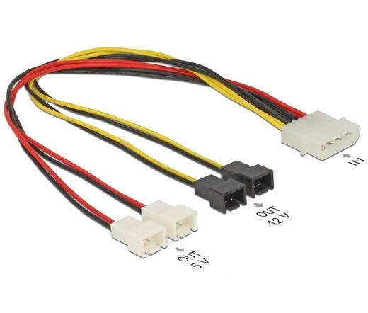 DELOCK Cable power Molex 4 pin male -> 4 x 2 pin fan