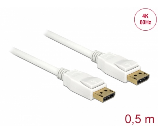 DELOCK Kabel DP 1.2 -> DP St/St 0.5m fehér 4K 60Hz