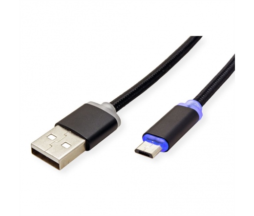 ROLINE USB 2.0 Type-A/Micro-B LED töltőkábel 1m