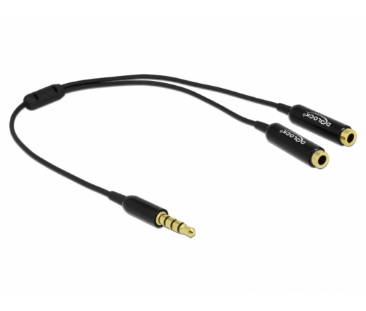 Delock Cable audio stereo jack male 3.5 mm 4 pin > 2 x jack female 3.5 mm 4 pin 25 cm