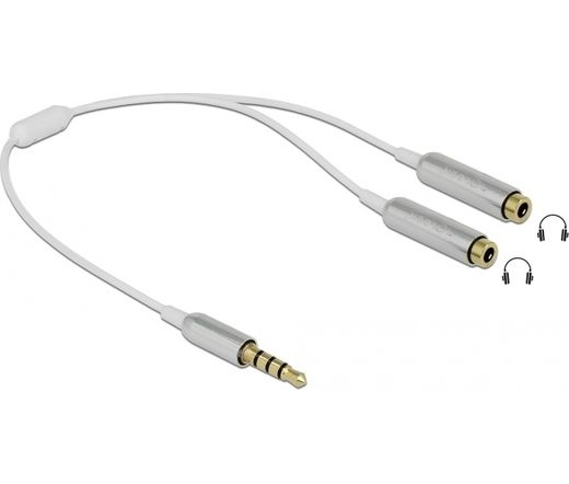 Delock Cable audio stereo jack male 3.5 mm 4 pin > 2 x jack female 3.5 mm 4 pin 25 cm