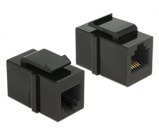 Delock Keystone Module RJ12 female > RJ12 female Cat.3 fekete