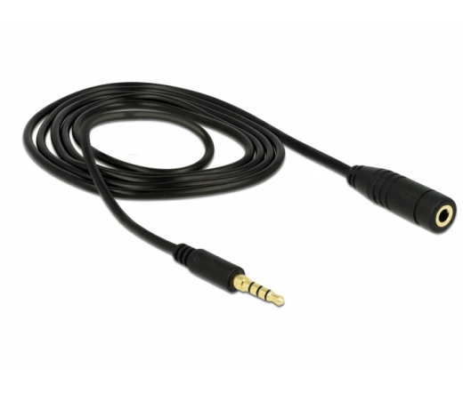 Delock Jack stereo 3,5mm (4pin) M/F audio kábel 1m fekete IPhone headsethez