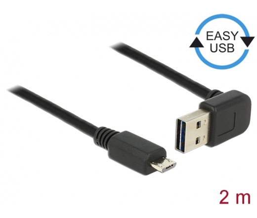 Delock Easy-USB -> USB 2.0 micro B M/M adatkábel 2m fekete 90°/egyenes