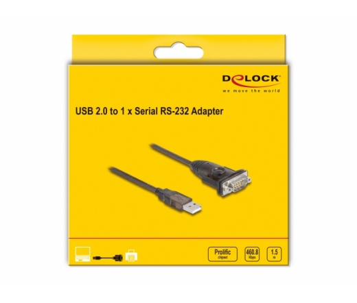 DELOCK Adapter USB 2.0 Type-A / soros RS-232 D-Sub 9 anyacsavarokkal 1,5m