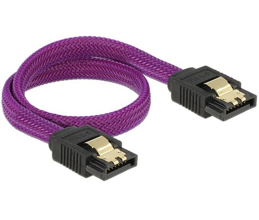 DELOCK SATA cable straight/straight metal purple Premium 30cm (83690)