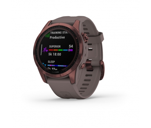 GARMIN Fenix 7S Sapphire Solar - Dark Bronze Titanium with Shale Grey Band