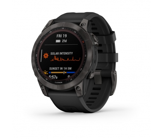 GARMIN Fenix 7 Sapphire Solar - Carbon Grey DLC Titanium with Black Band