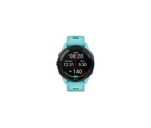 GARMIN Forerunner 265 Black Bezel with Aqua Case and Aqua/Black Silicone Band