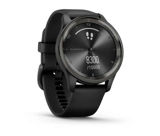 GARMIN Vívomove Trend - Slate Stainless Steel Bezel with Black Case and Silicone Band