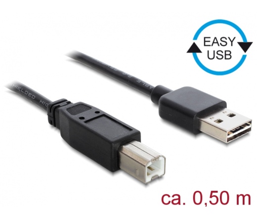 Delock Easy-USB -> USB 2.0 B M/M adatkábel 0.5m fekete