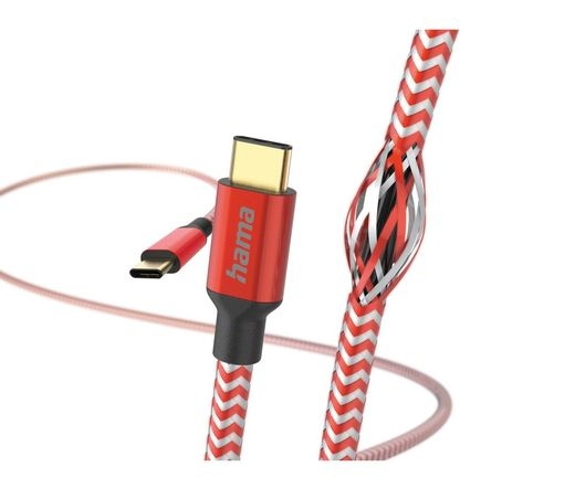 HAMA FIC E3 Reflective USB-C / USB-C 1,5 m piros