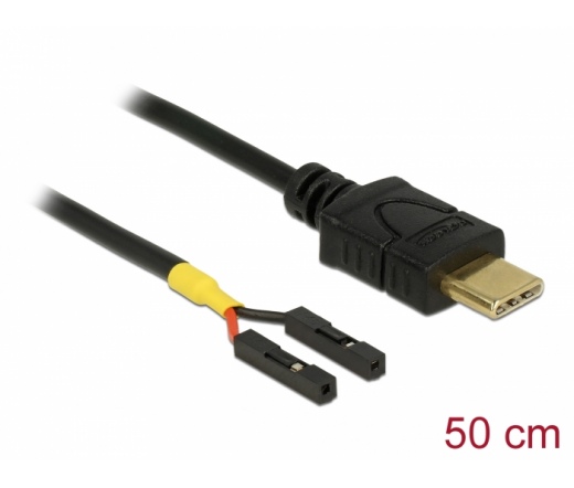 Delock USB C -> Pinheader 2pin M/F tápkábel 0.5m fekete