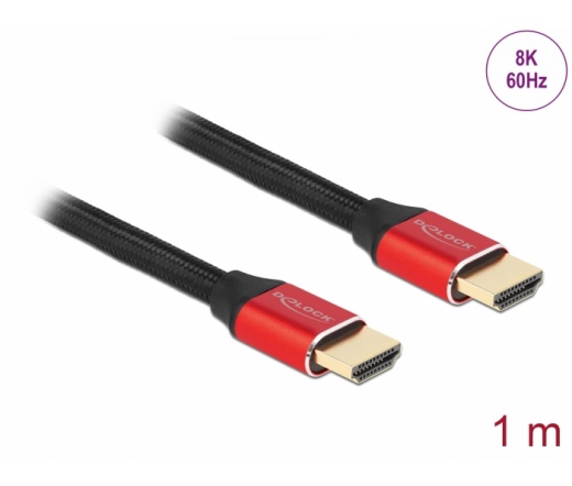 Delock Ultra nagy sebességű HDMI kábel 48 Gbps 8K 60 Hz piros 1 m tanúsítvánnyal