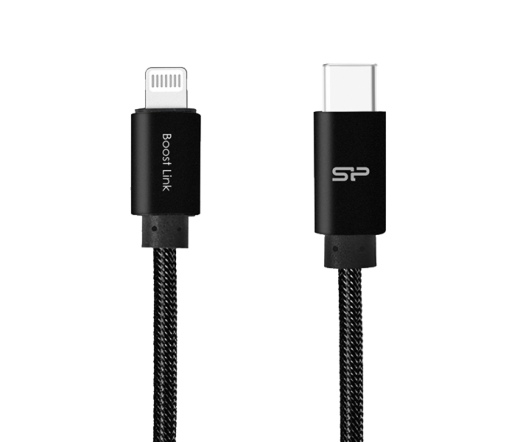 SILICON POWER LK30CL Nylon USB-C - Lightning 1m 3,0A QC Black