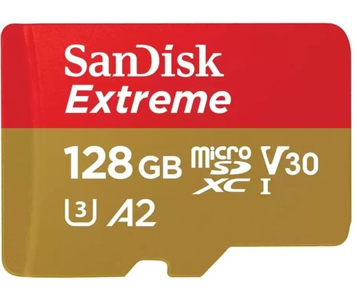 SANDISK Extreme microSDXC 190/90MB/s A2 C10 V30 UHS-I U3 128GB + adapter