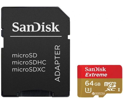 SANDISK Extreme microSDXC 170/80MB/s A2 C10 V30 UHS-I U3 64GB + adapter