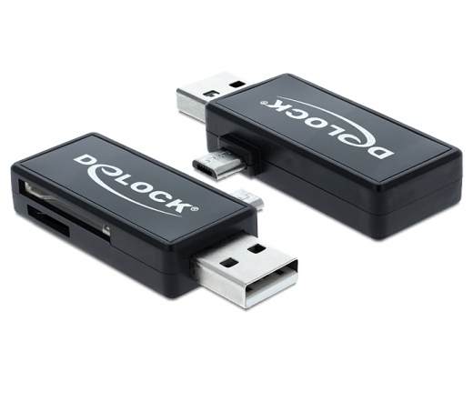 CARD READER DELOCK  Micro USB OTG-kártyaolvasó + USB A-csatlakozódugó (91731)